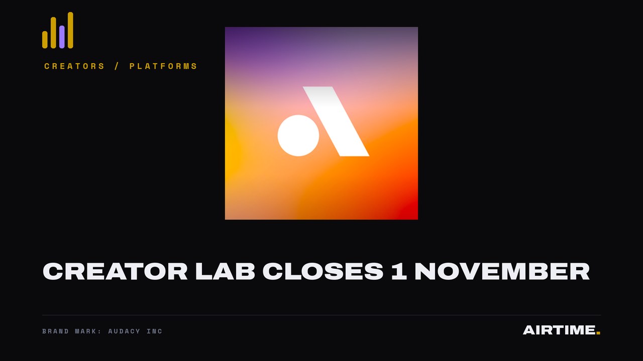 Audacy's brand mark. The company is closing its Creator Lab podcast platform on 1 November